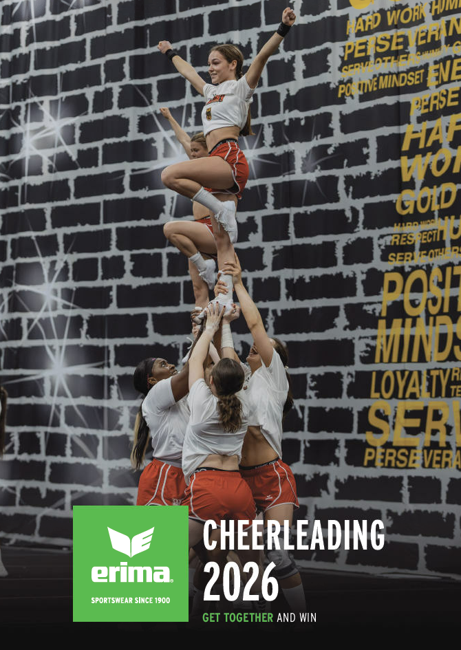 Nieuwe ERIMA Cheerleading Catalogus 2026 online: klaar voor de groei van een spectaculaire sport